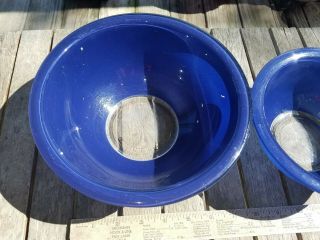 Vintage Pyrex Dark Blue Clear Bottom Mixing Nesting Bowls 322 & 323 2