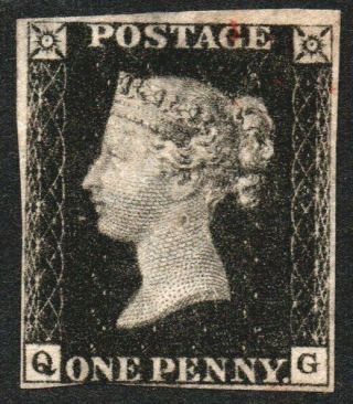 Great Britain Gb 1840 1d Penny Black Plate 7 Qg Looks