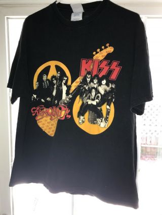 Vtg 2003 - 2004 Kiss & Aerosmith Concert Tour T - Shirt Double Sided Graphic Men Xl