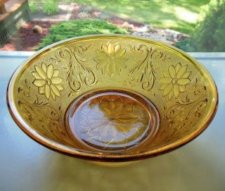 Tiara Indiana Glass Amber Sandwich 8 1/2 " Berry Vegetable Serving Bowl