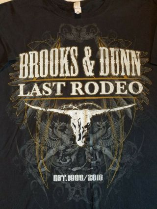 Brooks And Dunn Last Rodeo Band Concert T Shirt Size Xl,  Black 2 Sided