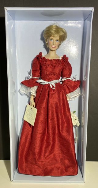 Franklin - Princess Diana Vinyl Portrait Doll - Dark Red Dress/white Lace Trim