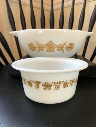 Vintage Pyrex Butterfly Gold 443 Cinderella Bowl & Butter Tub