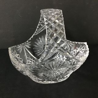 Unbranded Clear Cut Crystal Glass Basket Vase 404