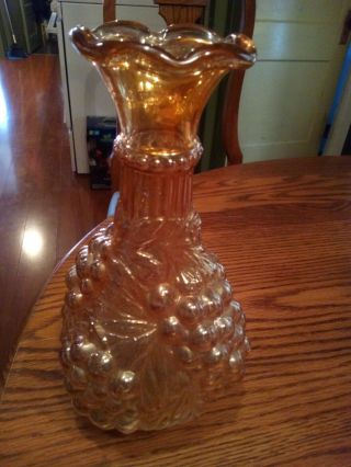 Imperial Carnival Glass Vase Loganberry Grapes,  10 Inches Tall