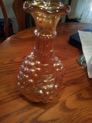 Imperial Carnival Glass Vase Loganberry Grapes,  10 Inches tall 2