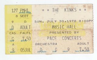 Mega Rare The Kinks & Blondie 7/30/78 Houston Tx Music Hall Concert Ticket Stub