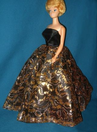 Vtg Barbie Clone Premier 785 Metallic Gold Gown Dress