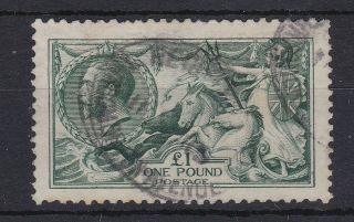 Gb654) Gb Kg V 1913 £1 Pound Deep Green Seahorse Sg 403 Fine