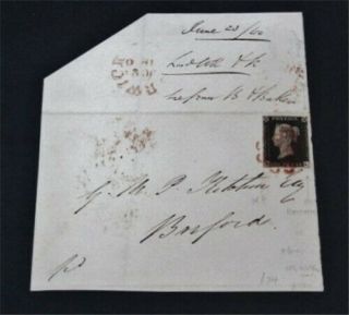 Nystamps Great Britain Stamp Early Cover Penny Black P/2 Rereutry