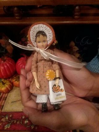 My Favorite Season,  Hitty Hand Carved Wood Doll By Vivian