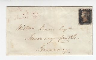 Gb Penny Black On Cover To Inveraray Castle Dated 16/12/1840
