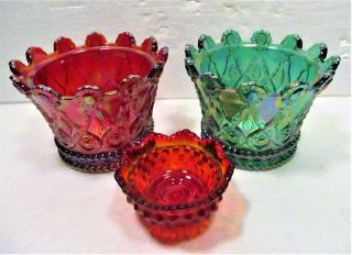 Group Of 3 Fenton Glass Candle Lamps,  2 Large,  1 The Red Underplate