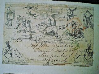 Mulready and Fores ' s Comic Envelopes 1840 - 41 stuck down on single sheet. 2