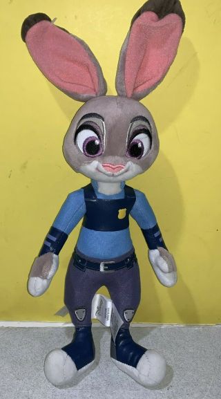 Disney Store Zootopia 16” Lt.  Judy Hopps Rabbit Police Officer Soft Plush Doll
