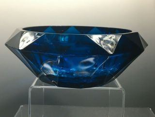 Vintage Viking Glass Diamond Point Cobalt Blue Bowl Dish