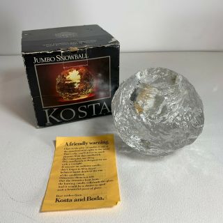 Vintage Kosta Boda Jumbo Snowball Glass Candle Holder Full Lead Crystal Sweden