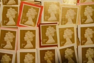 1000 Unfranked Gold 1st Class Stamps On Paper.  Face Value.  £760