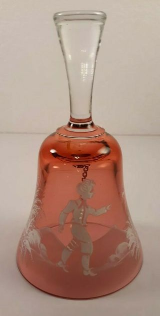 Fenton Mary Gregory Hand Painted Boy Cranberry Glass Bell