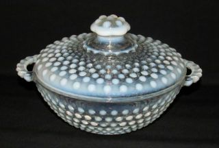 Anchor Hocking Glass Moonstone Opalescent Round Candy Dish With Cover