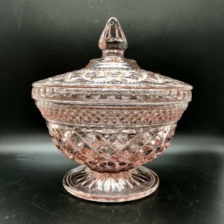 Vintage Anchor Hocking Wexford Pink Glass Candy Dish - 7”