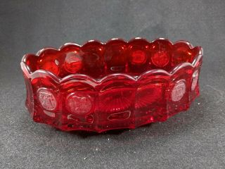Vintage Ruby Fostoria Coin Glass 8 3/4 " Oval Serving Dish