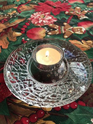 Orrefors Crystal Discus Votive Scandinavian Art Glass Tea Light Candle Holder