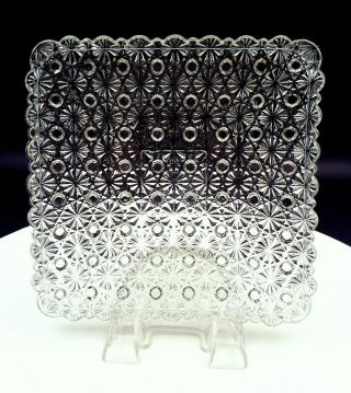 Eapg Clear Daisy And Button Heavy Square 7 " Dessert / Salad Plate 1850 - 1910
