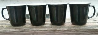 4 Vintage Pyrex Milk Glass Black Coffee Cups Mugs D Handle Retro Corelle
