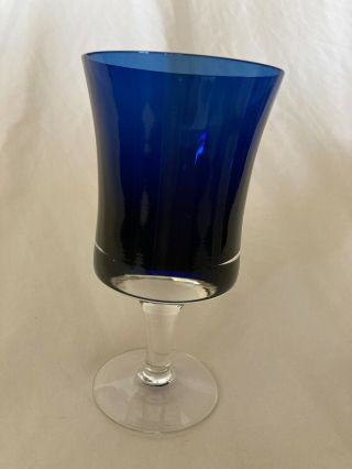 Denby Mid Century Blue Mirage Crystal Water Wine Juice Glass Vintage 5 7/8 "