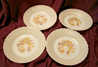 Set Of 4 Vintage Termocrisa Milk Glass Autumn Flowers Bowls