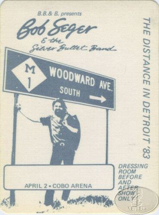 Bob Seger 1983 The Distance Backstage Pass Detroit Cobo Arena