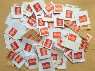 1000 X Uk Royal Mail Red 1st Class Unfranked Security Stamps On Paper - Face £760