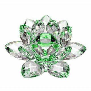 Amlong Crystal Hue Reflection Crystal Lotus Flower With Gift Box,  Green (3 Inch)