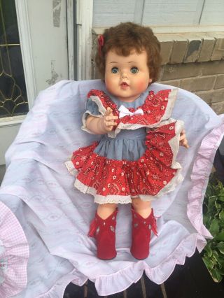 Vintage American Character Toodles Baby Doll,  23 Inch 1950”s.  Signed
