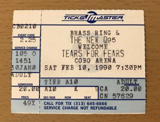 1990 Tears For Fears The Seeds Of Love Tour Detroit Concert Ticket Stub Big Chai