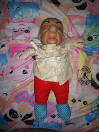 Vtg 80s 1989 Mr.  Magoo 13 " Plush Doll Bath Robe Soft Pajamas Rubber Head Face