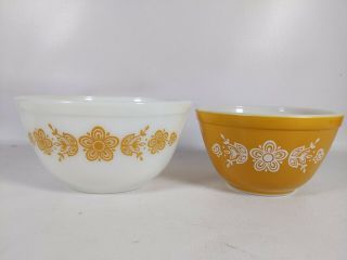 Vintage Pyrex Butterfly Gold Stacking Mixing Bowl Set Of 2 401,  402