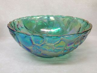 Vintage Large Iridescent Carnival Glass Fruit Bowl