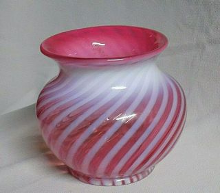 Vintage Fenton Cranberry Opalescent Spiral Optic Bowl - Pre Logo 2