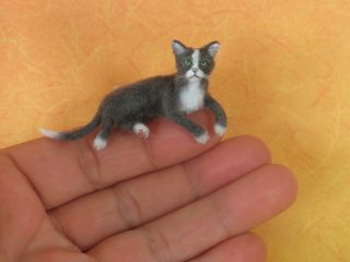 Ooak 1:12 Dollhouse Miniature Cat Tuxedo Cat Handmade Igma Artisan Jparrott