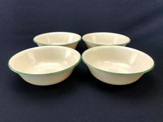 Set Of 4 Corelle Corning Garden Home 6.  25 " Cereal Bowls Tan With Green Rim