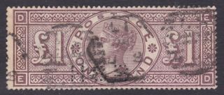 Gb.  Qv.  1884.  Sg 185,  £1 Brown Lilac.  Perfin (hsb).  Wmk Crowns.  Fine.