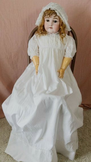 Large 28 " Antique Kestner 154 German Bisque Doll,  Pate & Human Hair Wig