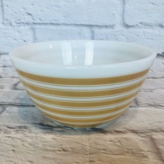 Vintage Pyrex Brown Tan Stripe Nesting Bowl 402 1.  5 Qt.  Milk Glass Mixing M53