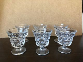 6 Fostoria American Small Footed Wine Glasses/ Juice Glass,  3 3/4 " Tall