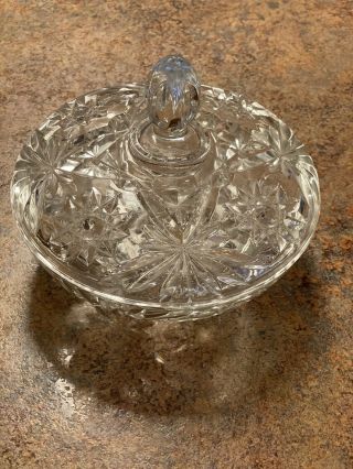 Vintage Bowl Glass Cut Crystal Candy Dish/bowl With Lid Clear Glassware