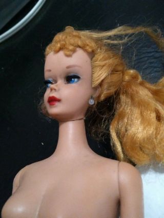 Vintage Tm 3 Blonde Ponytail Barbie Blue Liner Needs Minor Up Doll Only