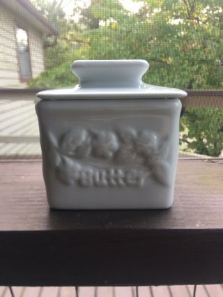 Vintage White French Ceramic Butter Dish Holder With Lid And Insert Butter Bell