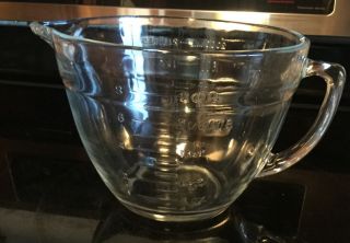 Vintage Anchor Hocking 8 Cup 2 Qt.  Glass Batter Bowl Measuring Cup W/handle.  Usa 9